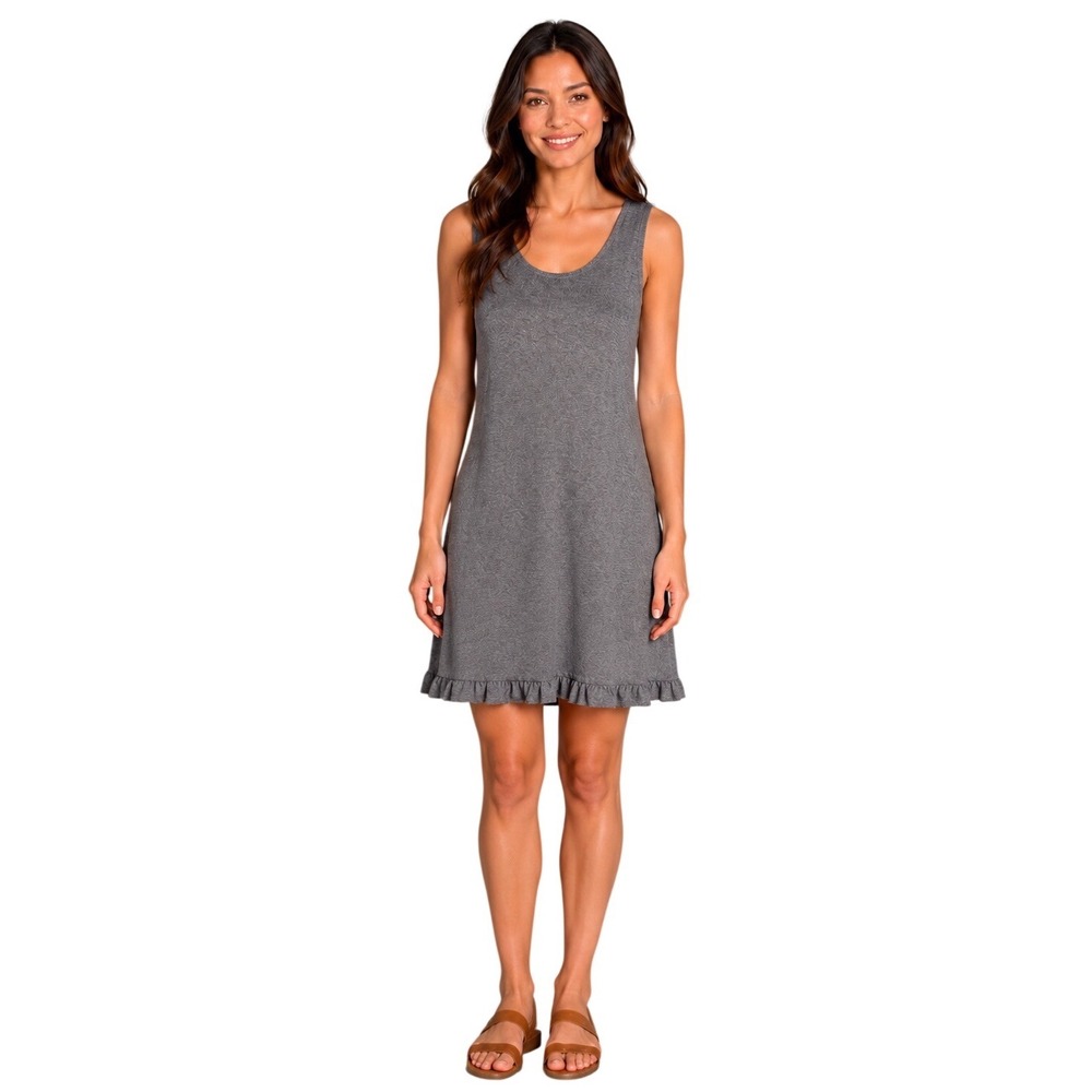Logo Layers Gray Sleeveless Ruffle Hem Swing Dress‎ XS Soft Girl Minimalist